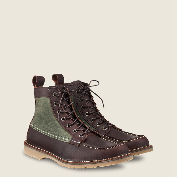 Red Wing Heritage Boots Dark Brown - Red Wing Mens Weekender Canvas Moc - 6-inch Oil-slick Leather -